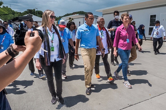 Menparekraf Sandiaga Uno usai menyaksikan race 2 WSBK Mandalika 2023, Minggu (5/3/2023).
