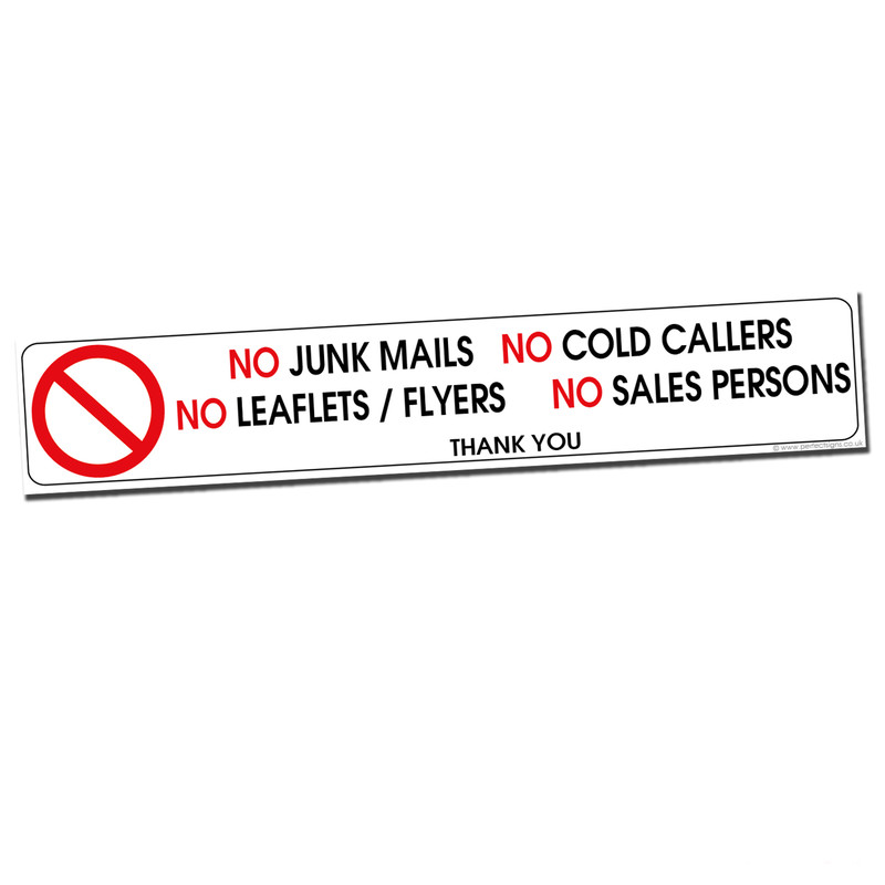 NO COLD CALLERS JUNK MAIL Vinyl Sticker Sign Decal Letterbox Front Door