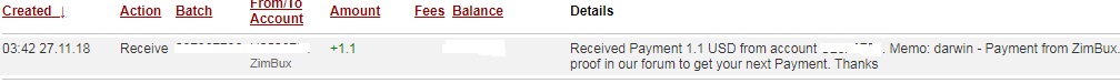 1st Payment from ZimBux ( 1,10$ ) Zimbuxpayment