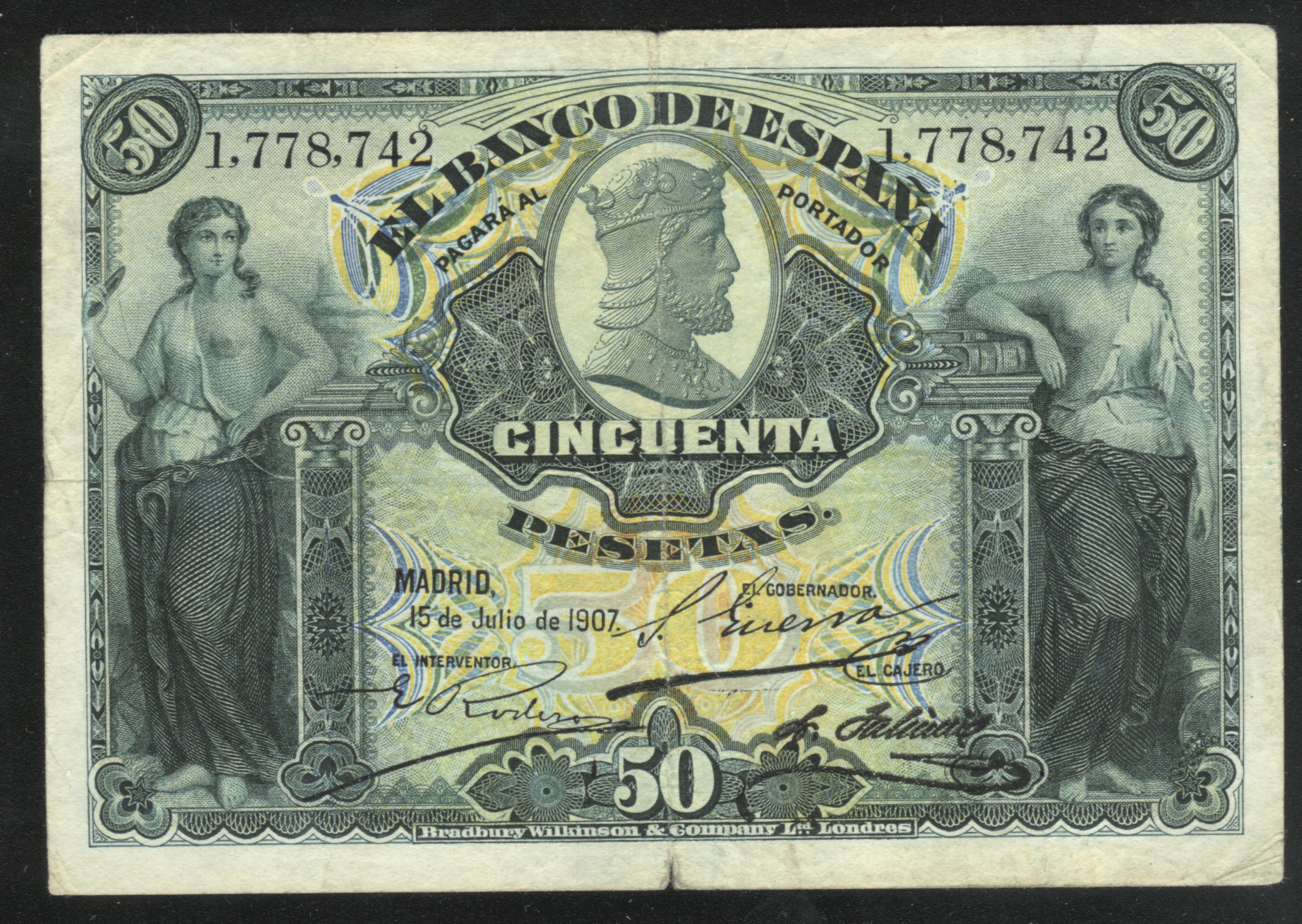 50 Pesetas 15 Julio 1907 2-17-50-PTAS