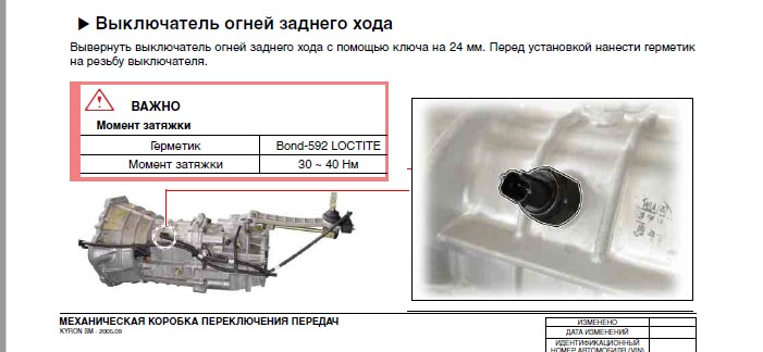 Выключатель огней заднего хода2