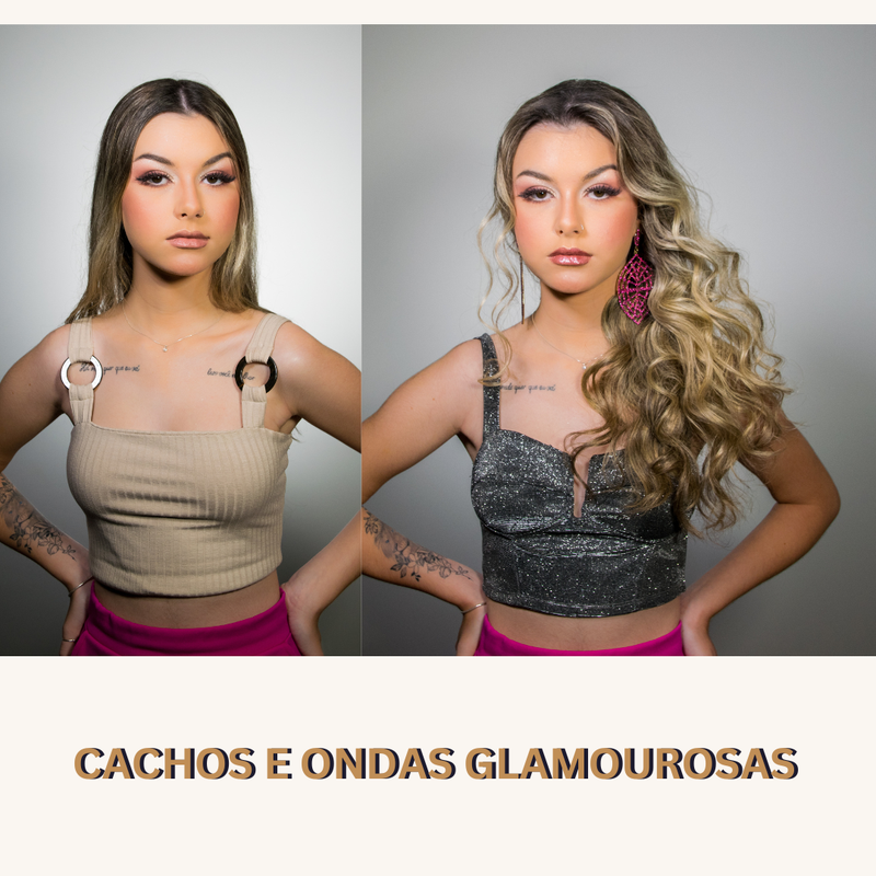 Produção de cachos e ondas glamourosos