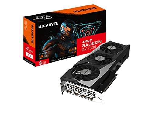 Amazon: GIGABYTE GV-R76GAMING OC-8GD Radeon RX 7600 Gaming OC 8G Tarjeta gráfica, 3 Ventiladores WINDFORCE 8GB 128 bits 
