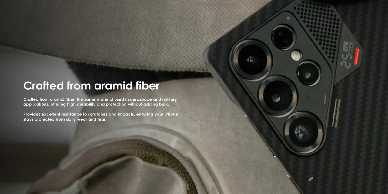 Husa pentru Samsung S25 Ultra, Aulumu din fibra de aramida, Ultra slim, compatibila MagSafe, Racire activa CoolHyper, Cadru camera din Aluminiu, Design rezistent la socuri, Disipare caldura, Protectie premium, Negru 4 53d6effc 2c65 47af 8683 fd3c306b6c0d