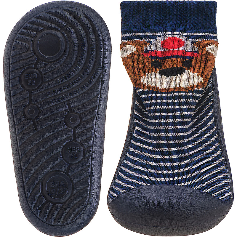 Meia com sola infantil antiderrapante urso miniatura 2