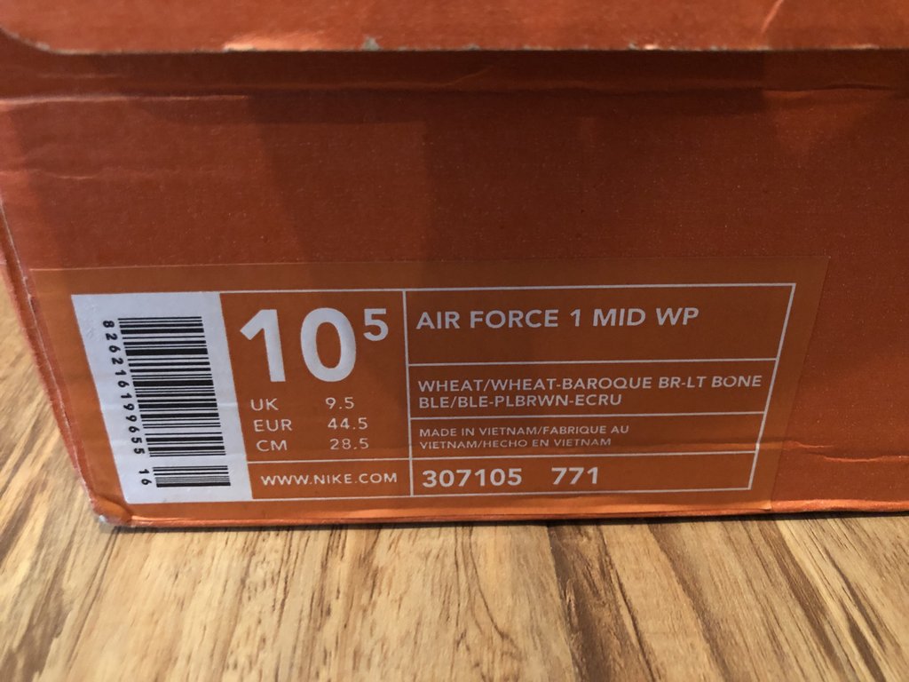 DS 2003 Nike Air Force 1 Mid WP Waterproof Wheat Brown