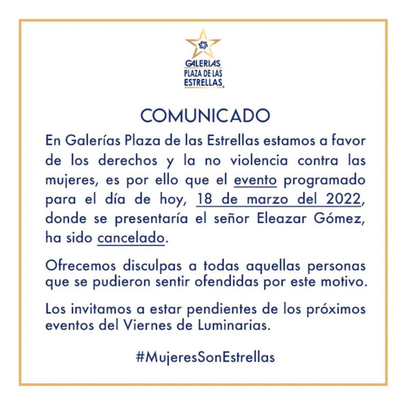 Cancelan reconocimiento a Eleazar Gómez, por descontento en redes sociales