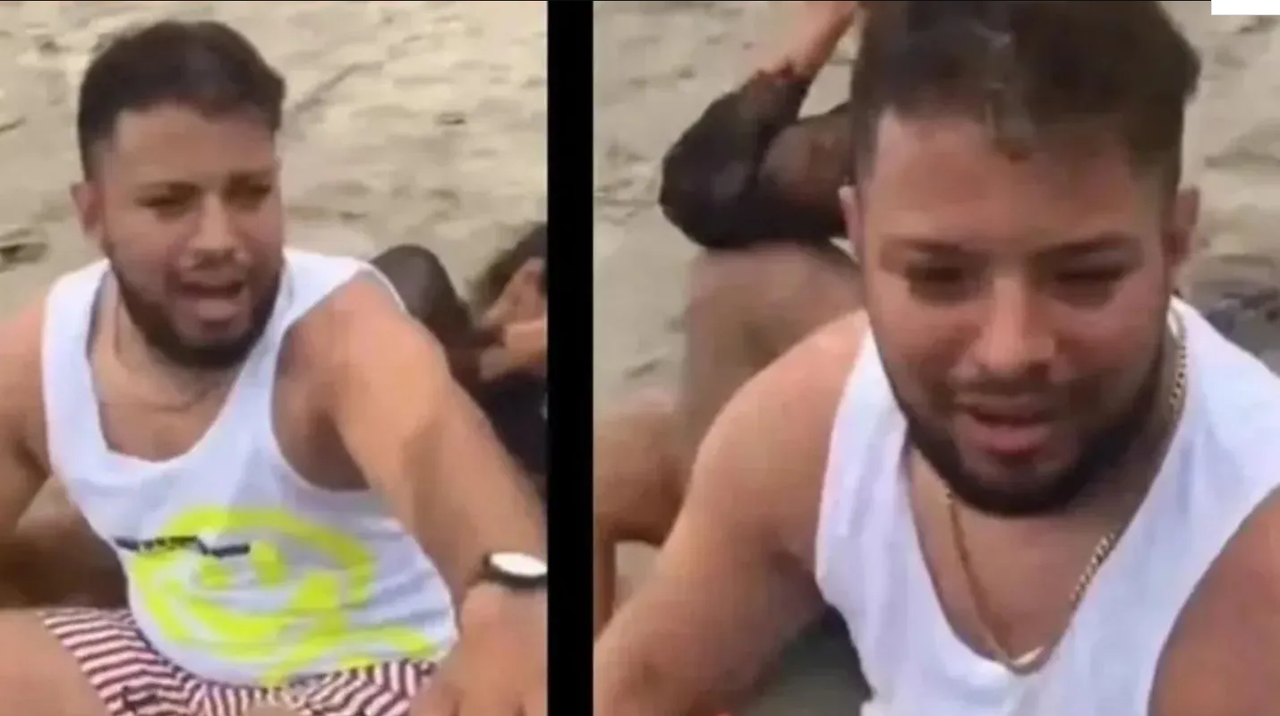 Hombre es descubierto en infidelidad en la playa por su esposa y se hace viral