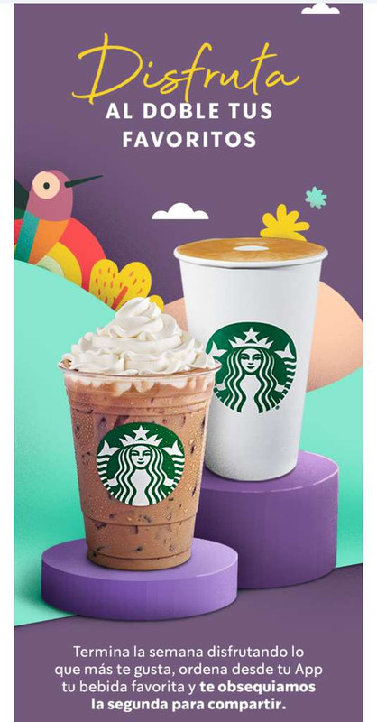 Starbucks Rewards - 2x1 en bebidas seleccionadas 