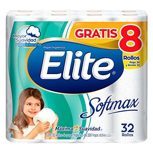 Amazon: 32 rollos Papel higiénico Elite Softmax por $115, agregando el cupón de $9.50 | Envío gratis con Prime 
