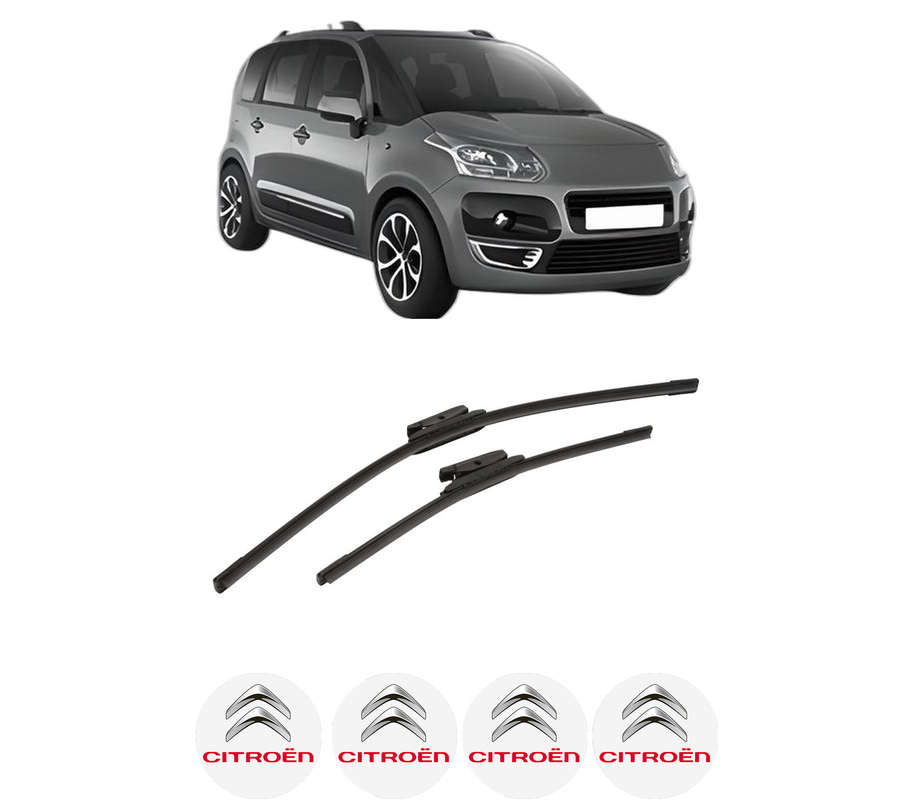 Set stergatoare auto CITROEN C3 PICASSO (SH_) din 2008-2017, pentru parbriz auto, 2 bucati, Bosch Aerotwin, din cauciuc siliconat rezistent, 4 Stickere Auto CITROEN