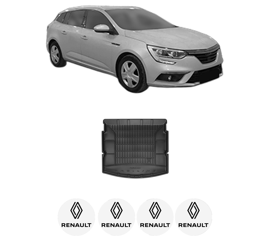 Tavita Portbagaj RENAULT MEGANE IV Grandtour (K9A/M/N_) din 2016-2021, Protectie Portbagaj Auto, 4x Stickere auto cu RENAULT
