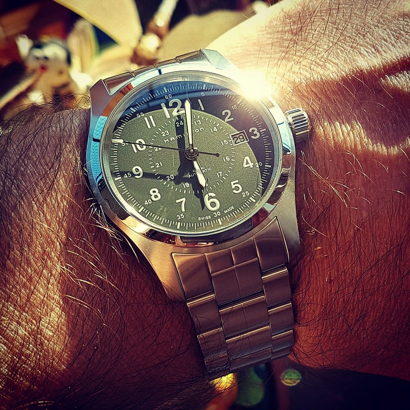 Hamilton Khaki Field Auto 42mm 100M Green Dial Cal. H10 Ref. H70605163  (1)