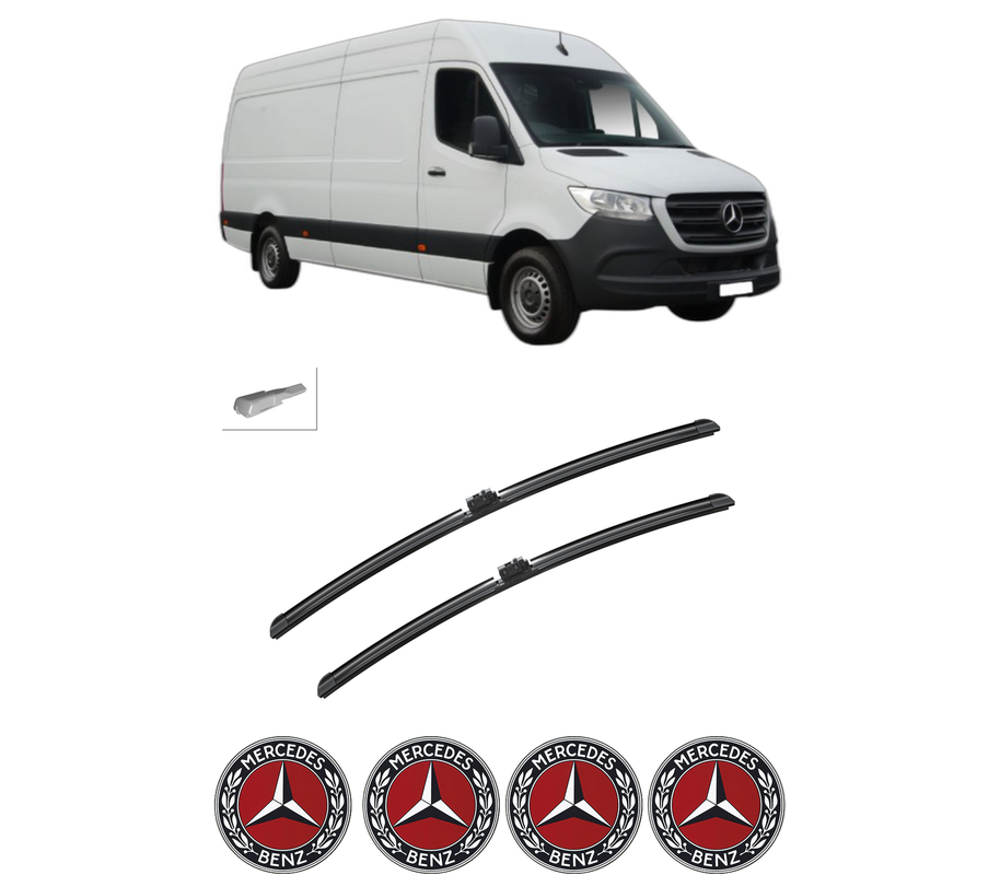 Set stergatoare auto MERCEDES-BENZ SPRINTER 4-t Van (B907, B910) din 2018-2025, pentru parbriz auto, 2 bucati, Bosch Aerotwin, din cauciuc siliconat rezistent, 4 Stickere Auto MERCEDES-BENZ
