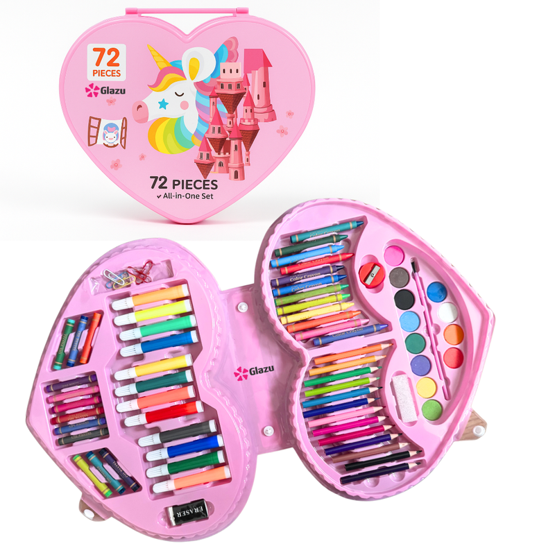 72 Pieces Art Set Heart Shape Pink