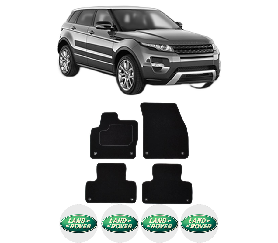 Set Covorase Presuri LAND ROVER RANGE ROVER EVOQUE (L538) din 2011-2019, Auto, Material Textil Mocheta, 4 Stickere auto cu LAND ROVER