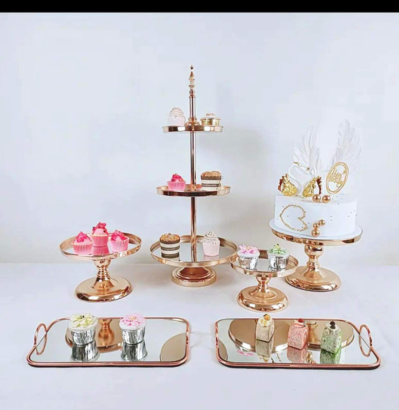 6pcs Gold Mirror Dessert Set