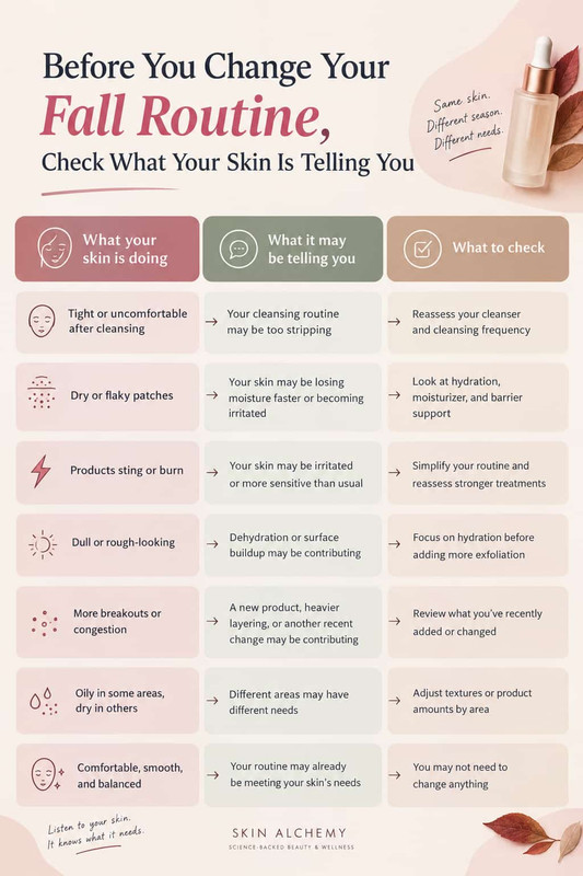 before you chnage your fall skincare, check what your skin is telling you 