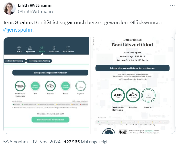 Bonitätsauskunft Jens Spahn 