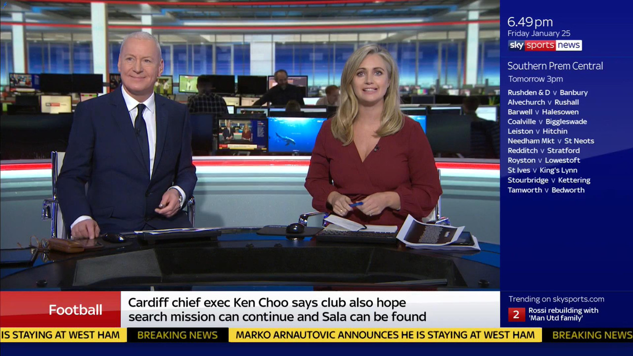 25 January - 18.00.00 - Sky Sports News At 6. A comprehensive ro