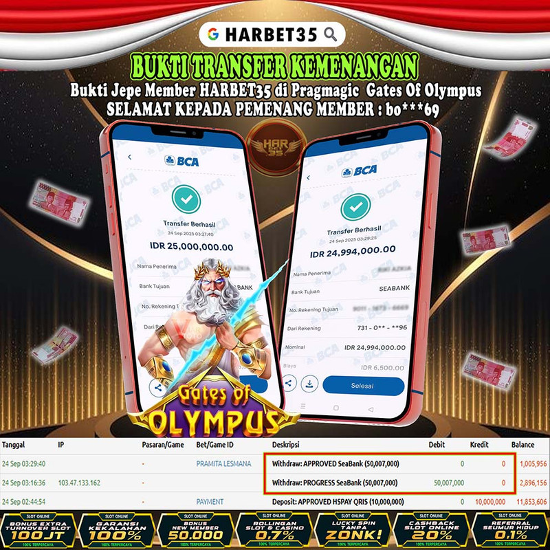 HARBET35 JEPE! GATES OF OLYMPUS Rp 50.007.000,- LUNAS!
