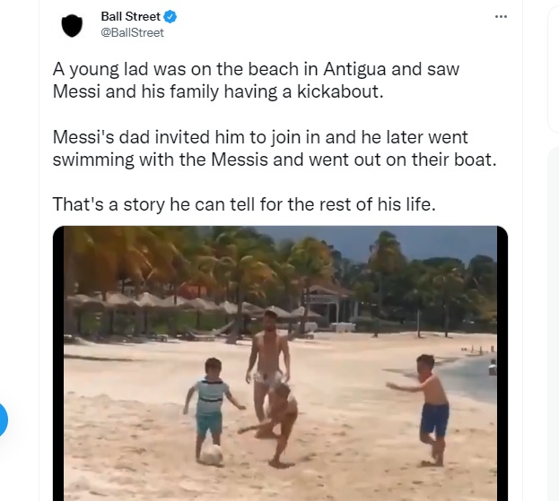 Mackenzie O'Neill, bocah 11 tahun asal Inggris, bertemu dan diajak bermain bola bersama Lionel Messi saat liburan di Antigua pada 2019 lalu.