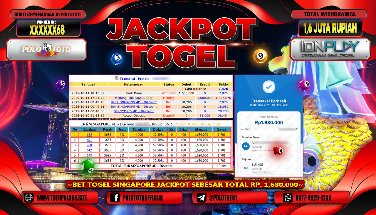 POLOTOTO JACKPOT TOGEL POOL SYDNEY Rp.1.600.000,- LUNAS