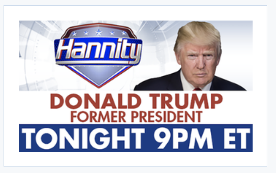 President Trump will be on Sensei Sean tonight, 9PM ET President Trump will be on Sensei Sean tonight, 9PM ET