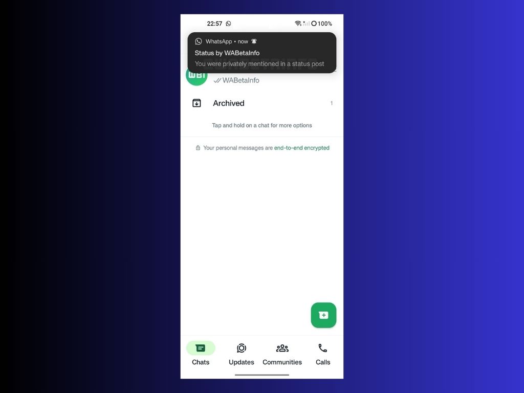 Notificação de menção de contatos no Status do WhatsApp. Imagem: WABetaInfo.