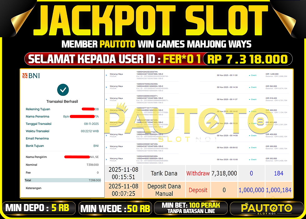 BUKTI JACKPOT LUNAS PAUTOTO