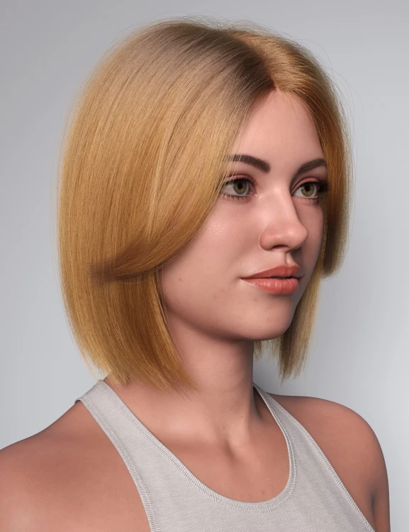 dForce Strand-Based Butterfly Bangs Bob Hair for Genesis 9 and Genesis 8 Female