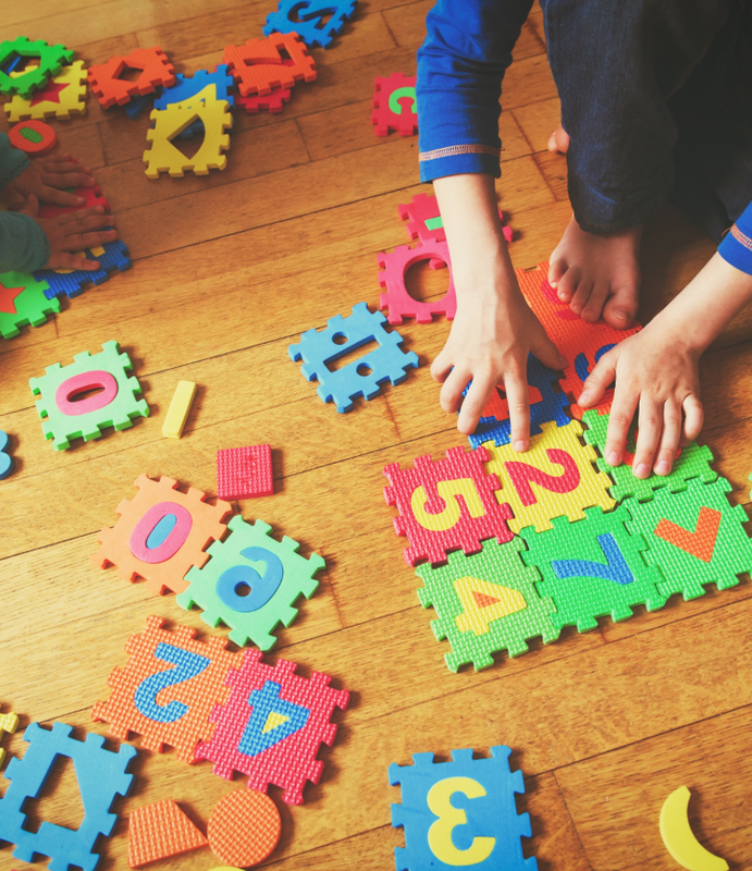 Preschoolers learning letters and numbers
