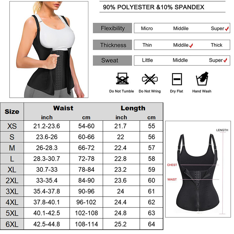 Gilet de Sudation Femme Sauna - Taille Trainer - Noir - Fitness