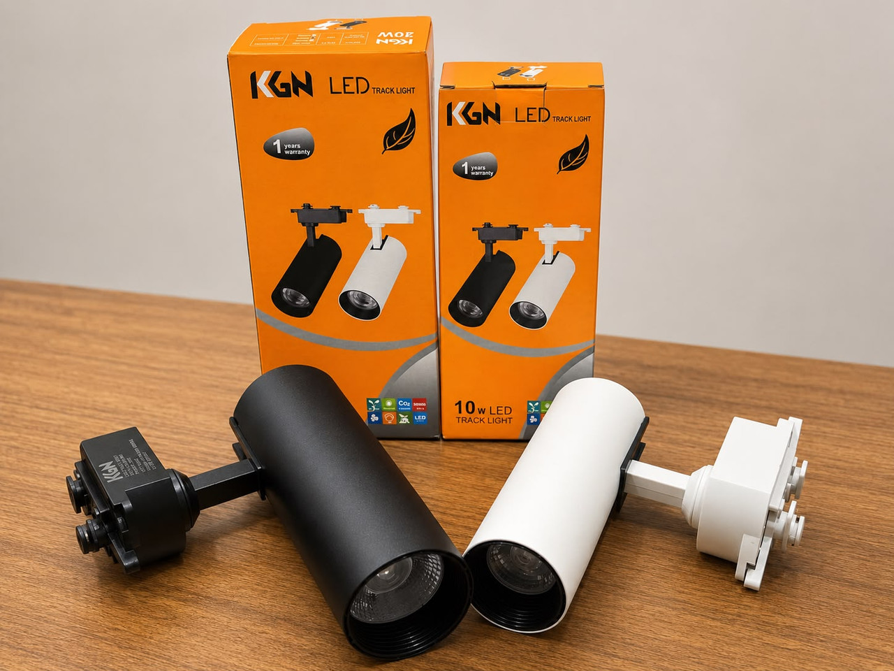 KGN LED track lights — black and white