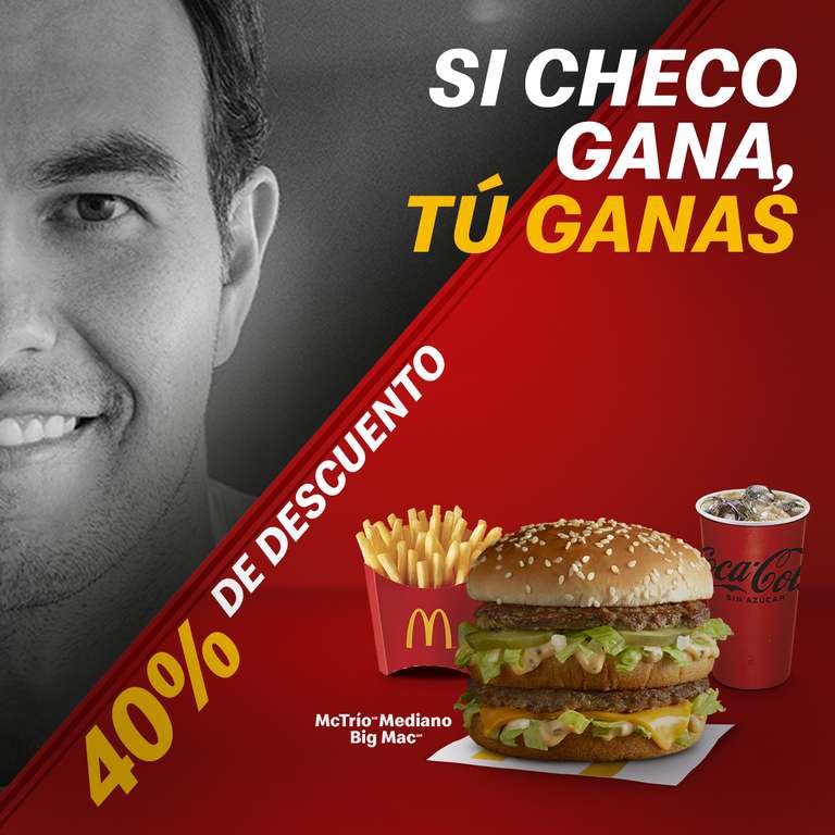 McDonald’s: Cupón del 40% en McTrío Mediano Big Mac (1 y 2 de mayo) 
