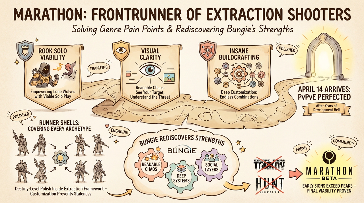 Marathon's Runner Shells Deep Dive: Bungie Details 6 Customizable Classes for April Launch 1 Futuristic cyborg soldiers fighting in sci-fi corridor