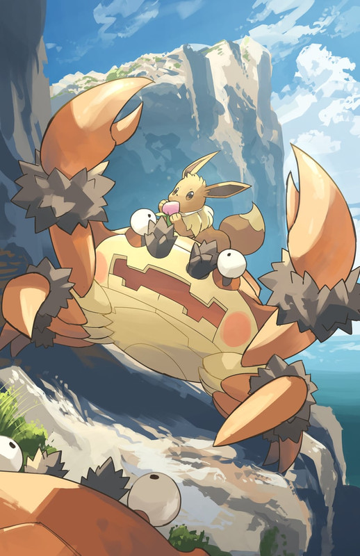 eevee-and-klawf-pokemon-drawn-by-yamaori