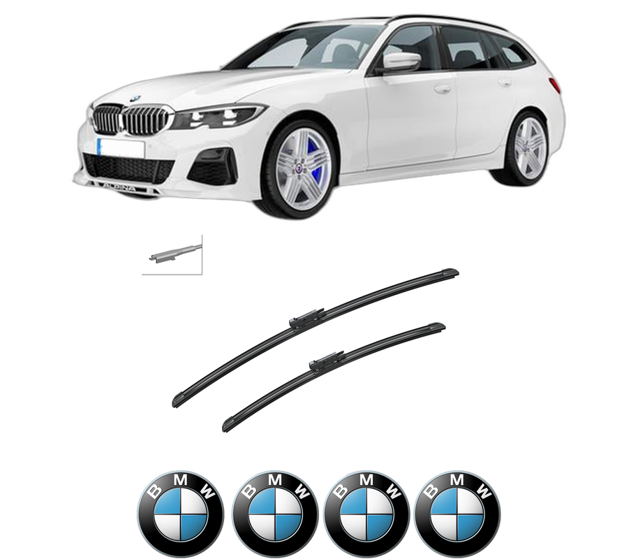 Set stergatoare auto BMW Seria 3 Touring Van (G21) din 2019-2022, pentru parbriz auto, 2 bucati, Bosch Aerotwin, din cauciuc siliconat rezistent, 4 Stickere Auto BMW Seria