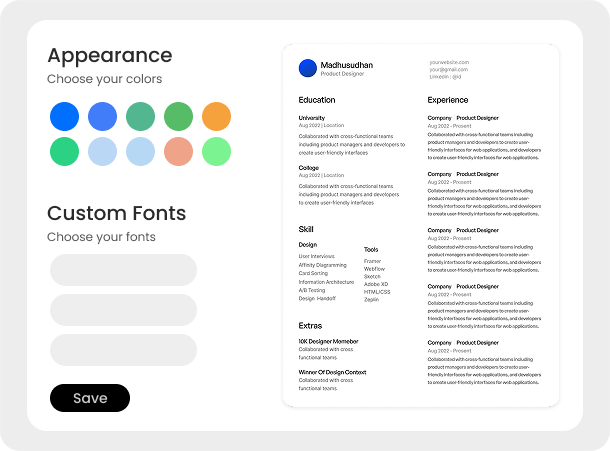 Step two customize sections