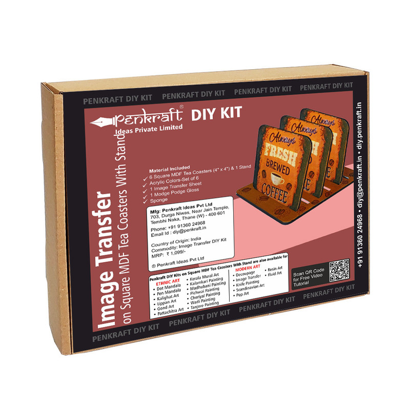 Image Transfer on Square Tea Coasters with Stand DIY Kit by Penkraft