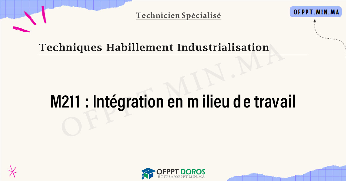 Sommaire détaillé du cours Intégration en milieu de travail M211 OFPPT - Structure du module