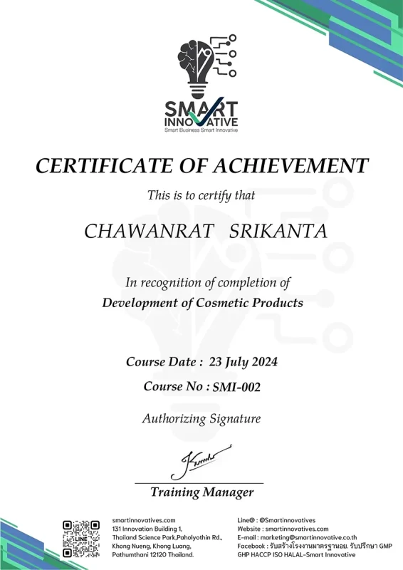 Cosmetic Product Development Certificate