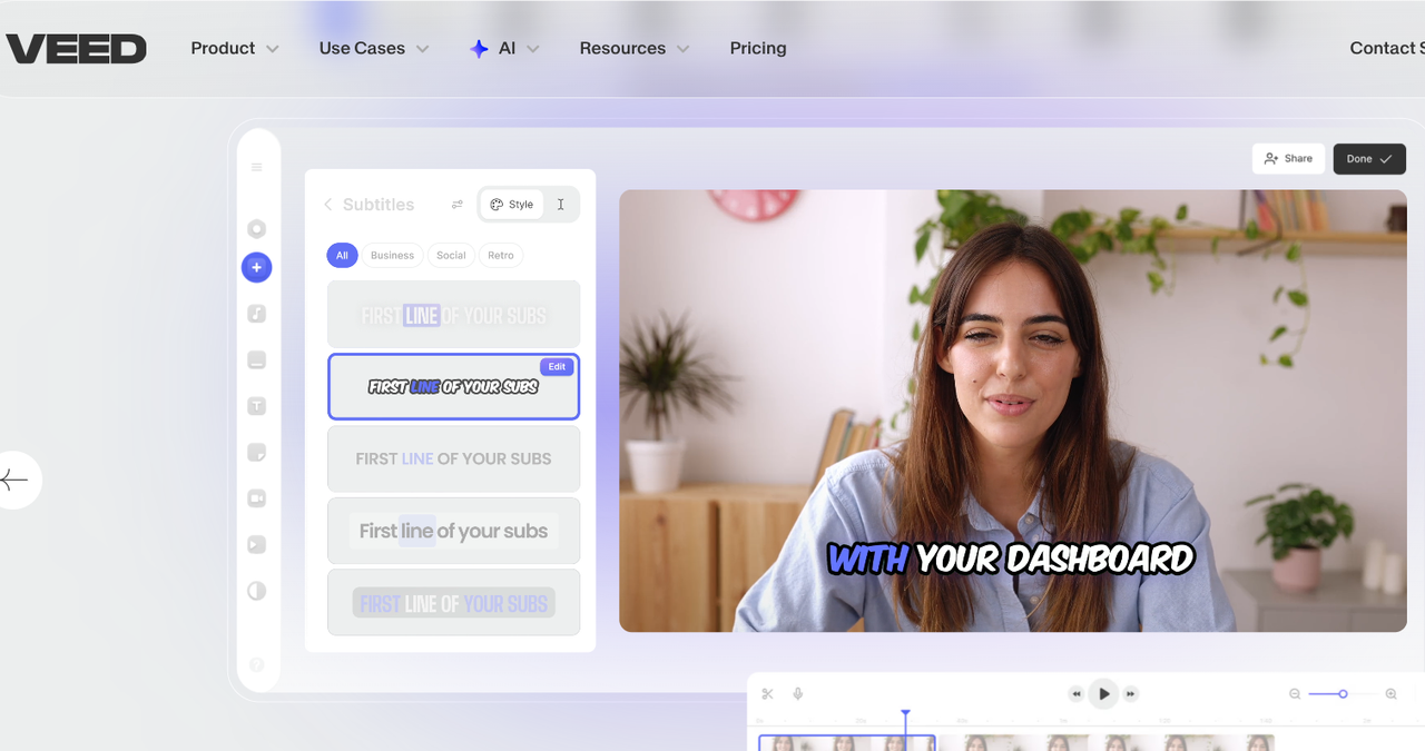 Veed.io لتحسين جودة الفيديو مع أدوات تحرير مدمجة