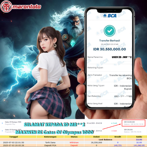 Bukti Kemenangan Member Marontoto Sebesar 30,550,000 JuTa