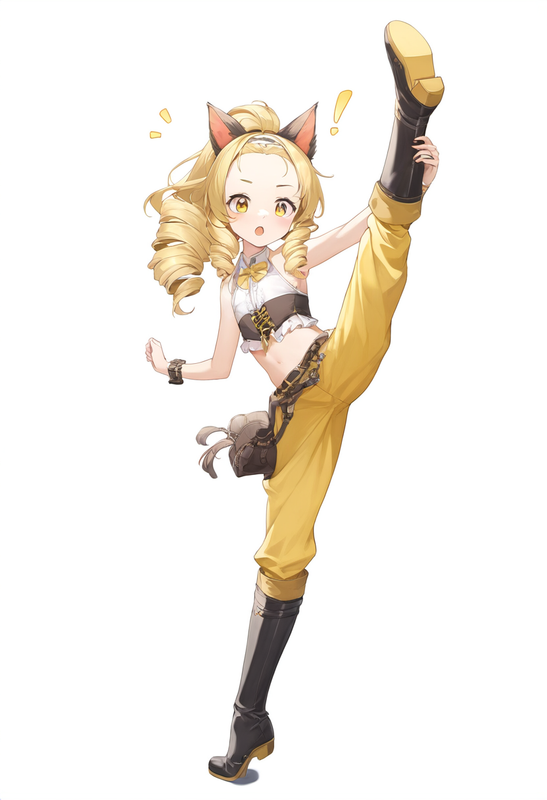 {1girl}, yellow eyes, long hair, split ponytail, ringlets, flat chest, forehead, s-1393713502