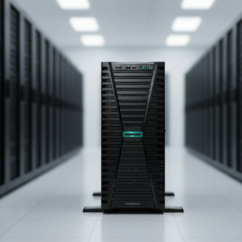 Detalhe do chassi e interior do servidor HPE