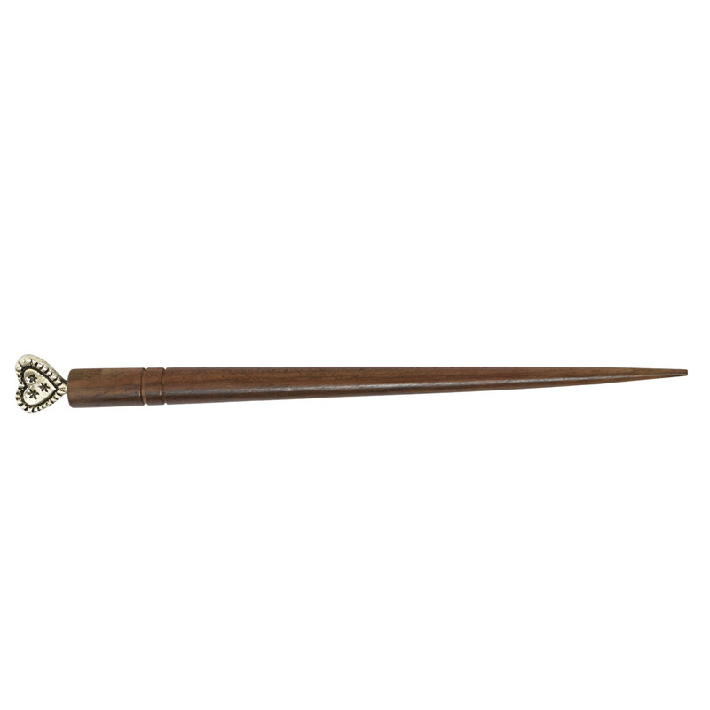 Women Juda Hair Pin Wood & Metal Handmade Beautiful Design Traditional Stick Pin - Picture 2 of 40