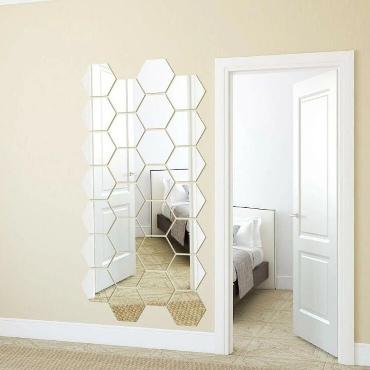 Комплект шестоъгълни огледала декоративен стикер огледало във формата на  шестоъгълен за стена - zella.bg