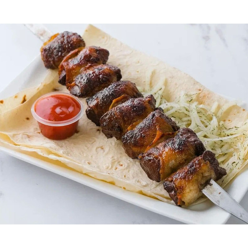 Шашлык из говядины печени с курдюком (300г)