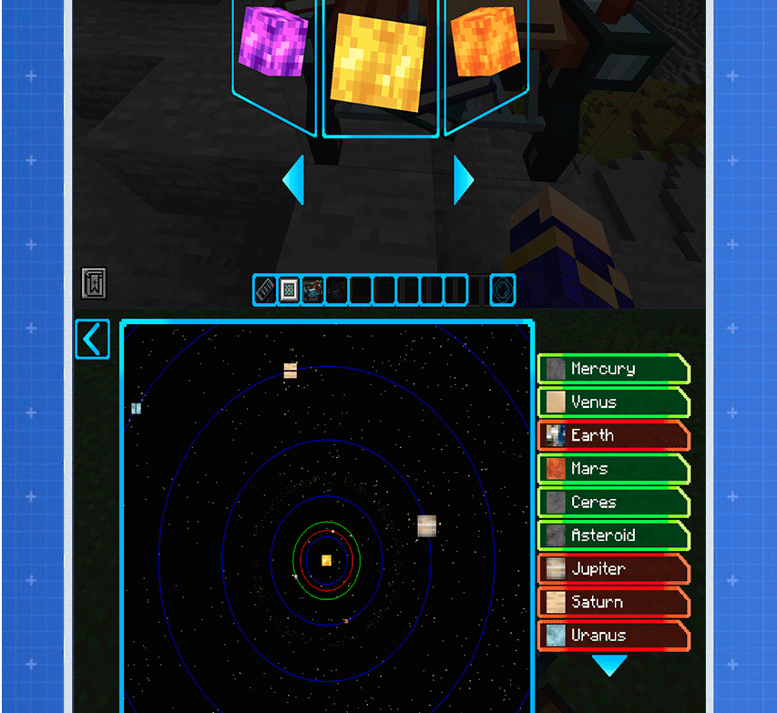 The mod introduces space, but not in the style of the legendary Galacticraft. Instead, it is implemented as an exploration system where you can establish colonies, manage them, and develop their population to extract various ores and liquids.
